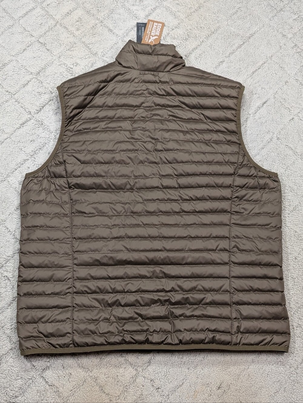 Eddie Bauer Vest Mens L Brown Bark Microlight 650 Down Puffer Quilted NEW - Picture 11 of 11